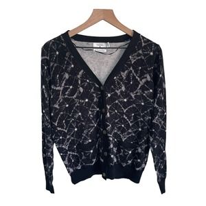 Thakoon x Target Womens Cardigan Sweater Black White Shibori V Neck Size Large